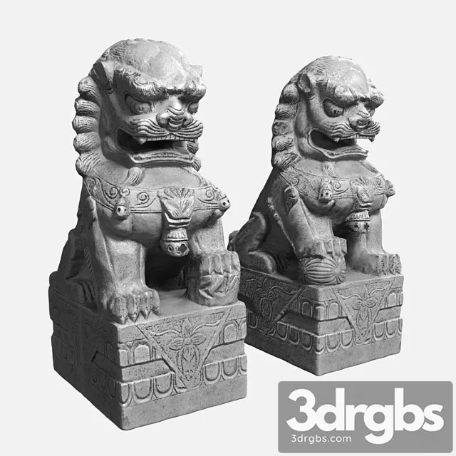 Buddhas lions 3D Model Download