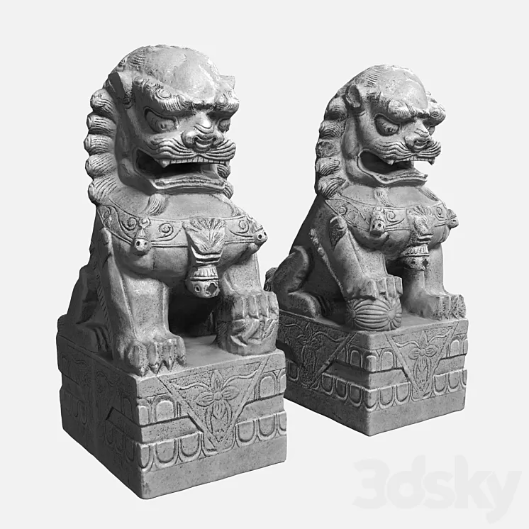 Buddhas Lions 3D Model