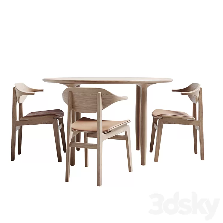 Buffalo Dining Chair Oku Round Dining Table NORR 11 3D Model