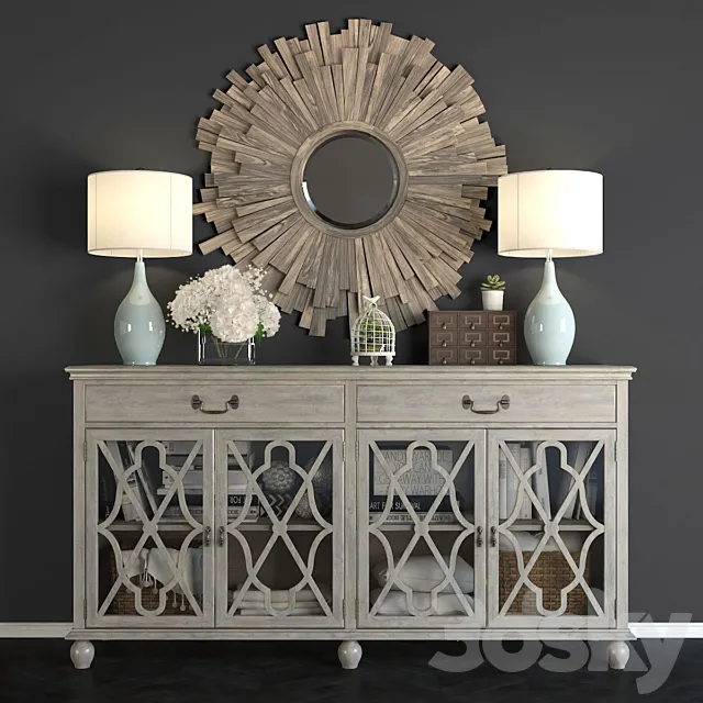 Buffet Hawthorne Estate with a mirror Vermundo. 3DModel Buffet Hawthorne Estate with a mirror Vermundo. 3DModel