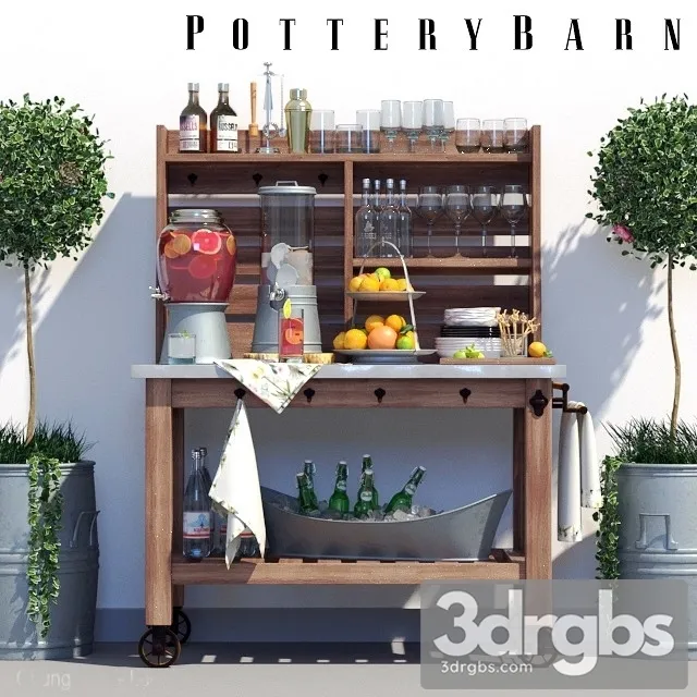 Buffet Pottery Barn Abbott Set 3D Model Download
