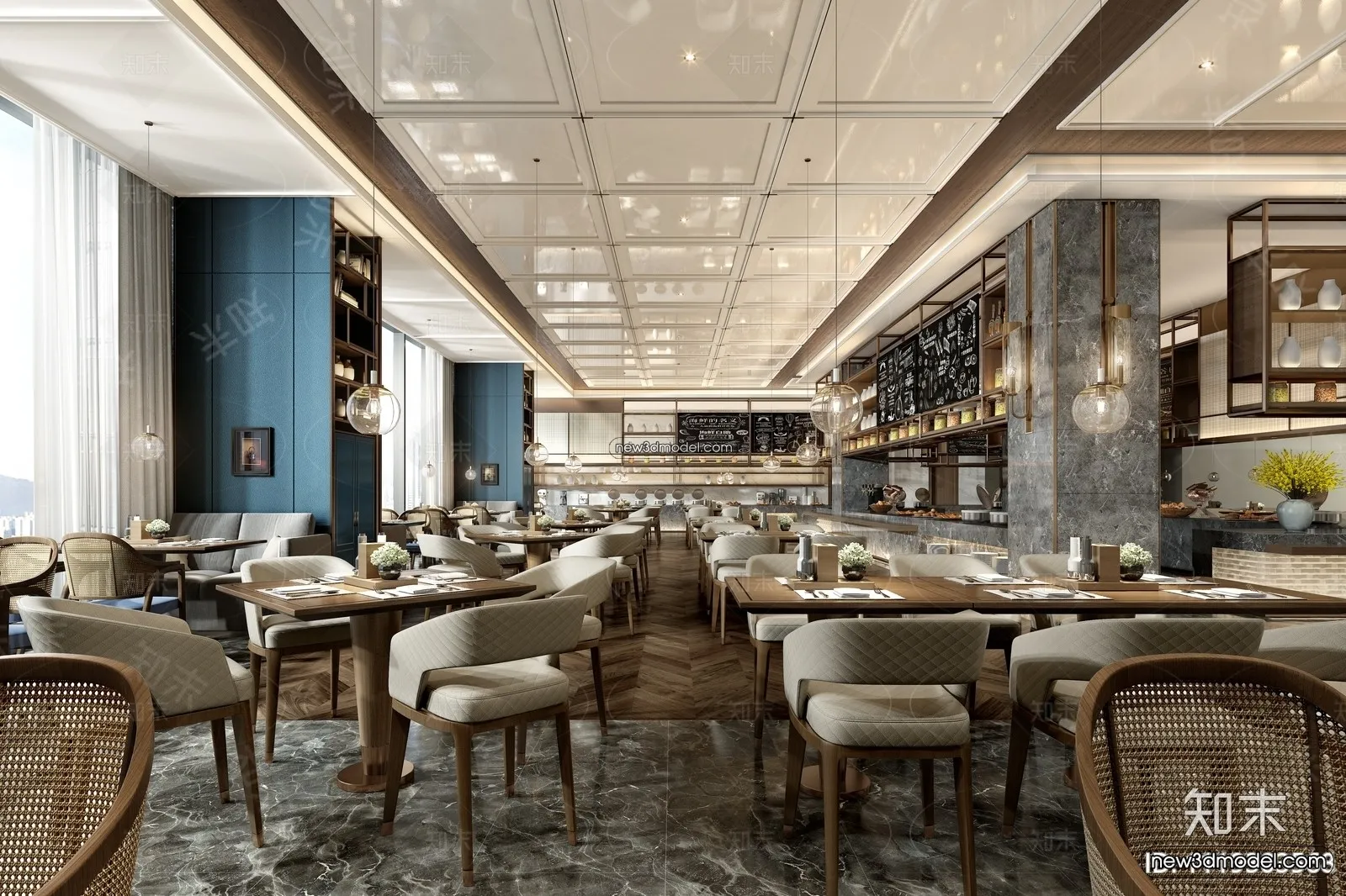 Buffet Restaurant of Hotels 3D Scenes – 3D Blocks – 001 – VRAY