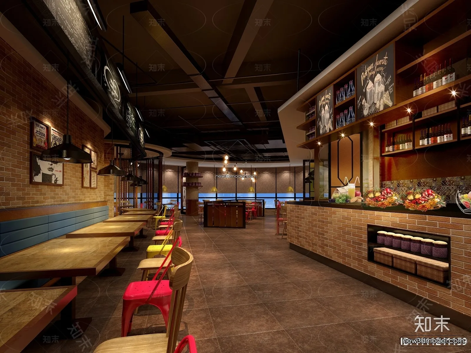 Buffet Restaurant of Hotels 3D Scenes – 3D Blocks – 002 – VRAY