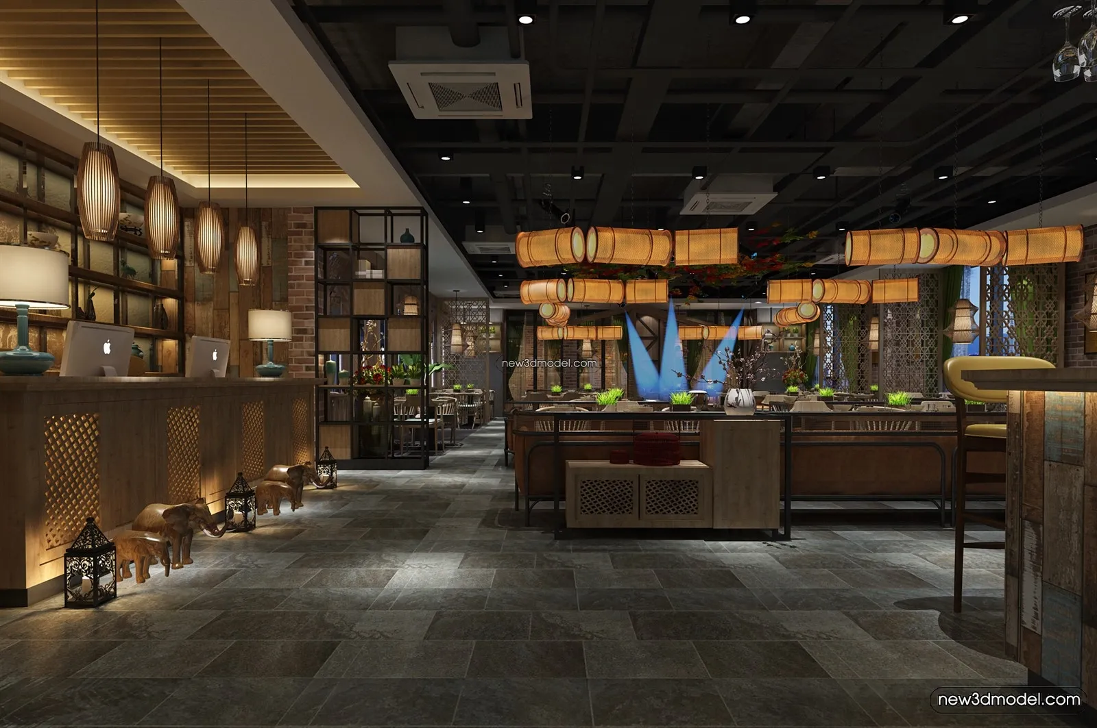 Buffet Restaurant of Hotels 3D Scenes – 3D Blocks – 003 – VRAY