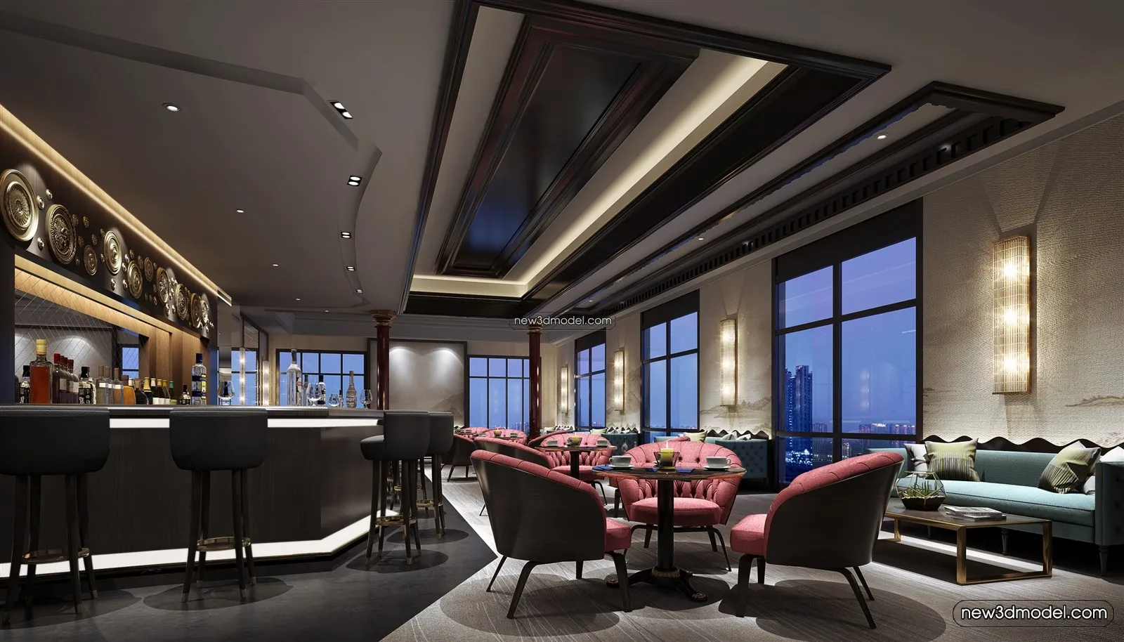 Buffet Restaurant of Hotels 3D Scenes – 3D Blocks – 009 – VRAY