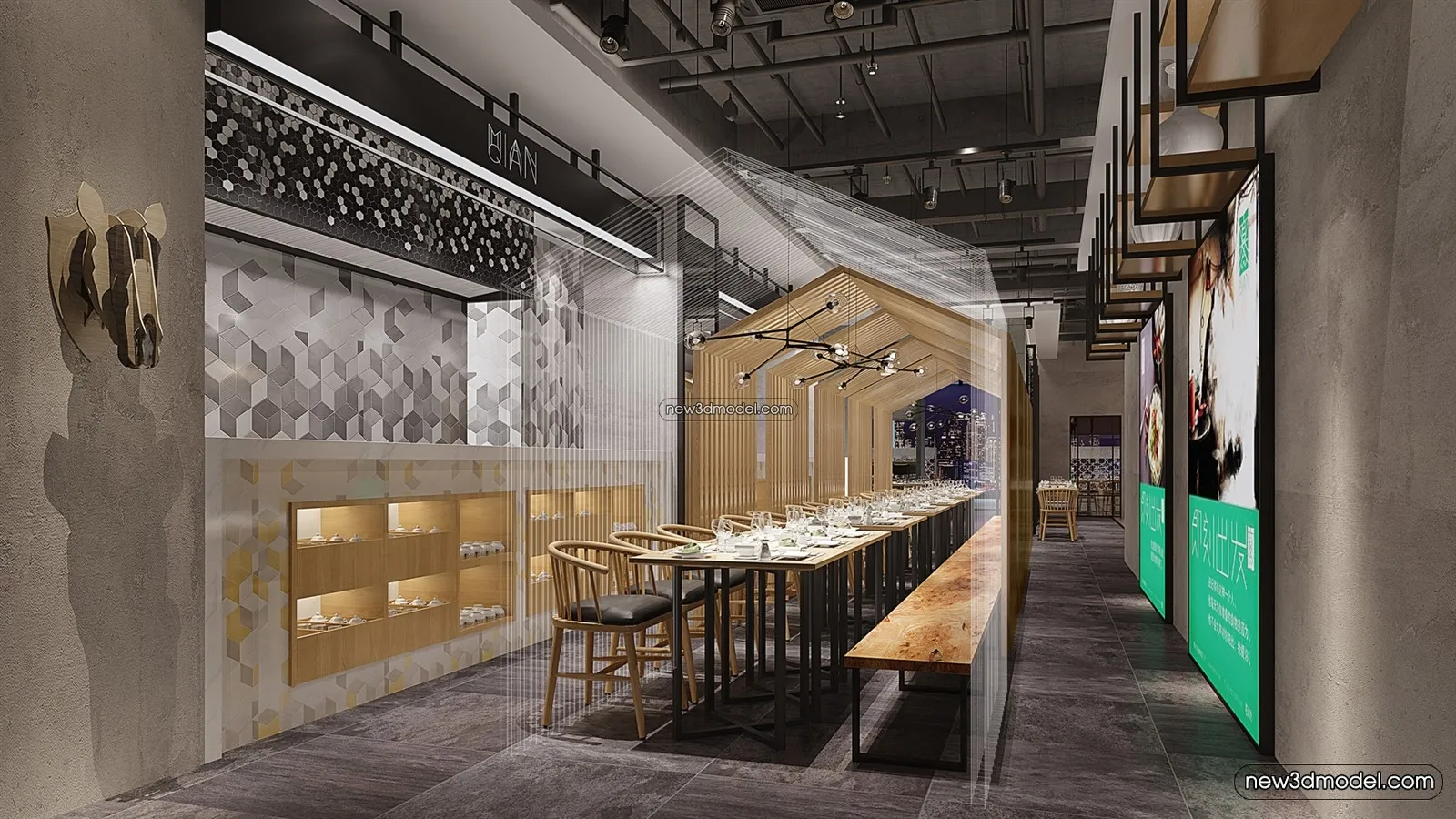 Buffet Restaurant of Hotels 3D Scenes – 3D Blocks – 010 – VRAY