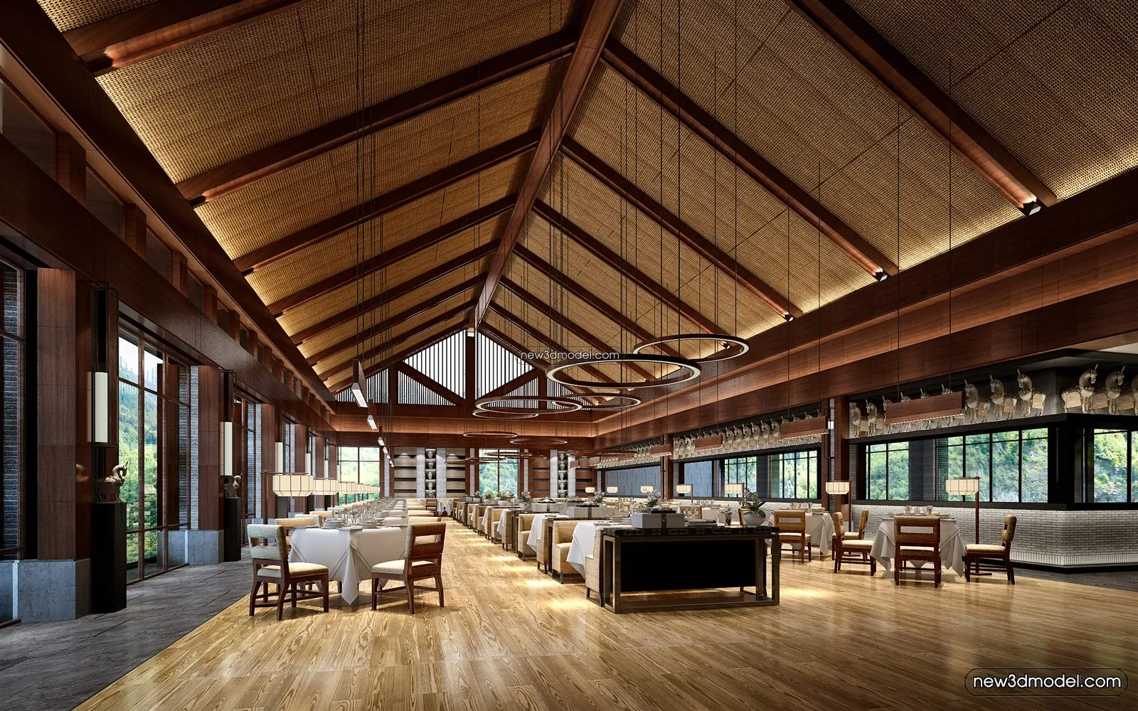 Buffet Restaurant of Hotels 3D Scenes – 3D Blocks – 011 – VRAY