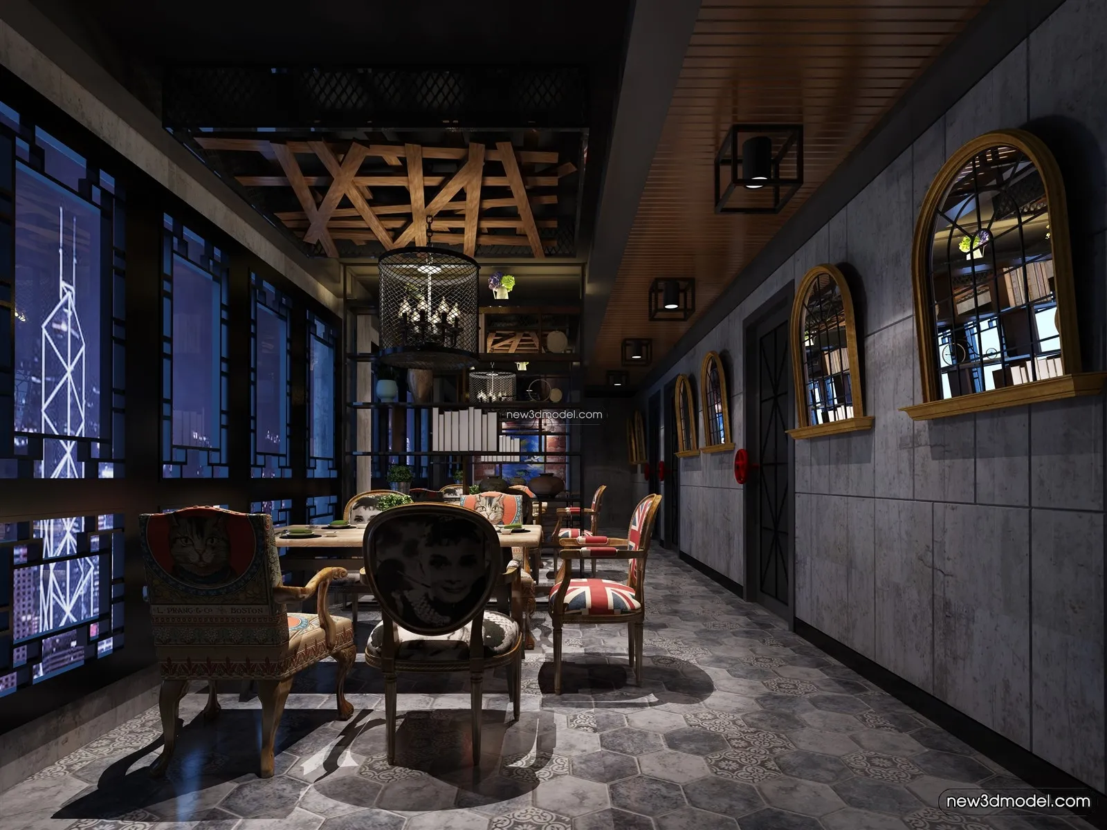 Buffet Restaurant of Hotels 3D Scenes – 3D Blocks – 012 – VRAY