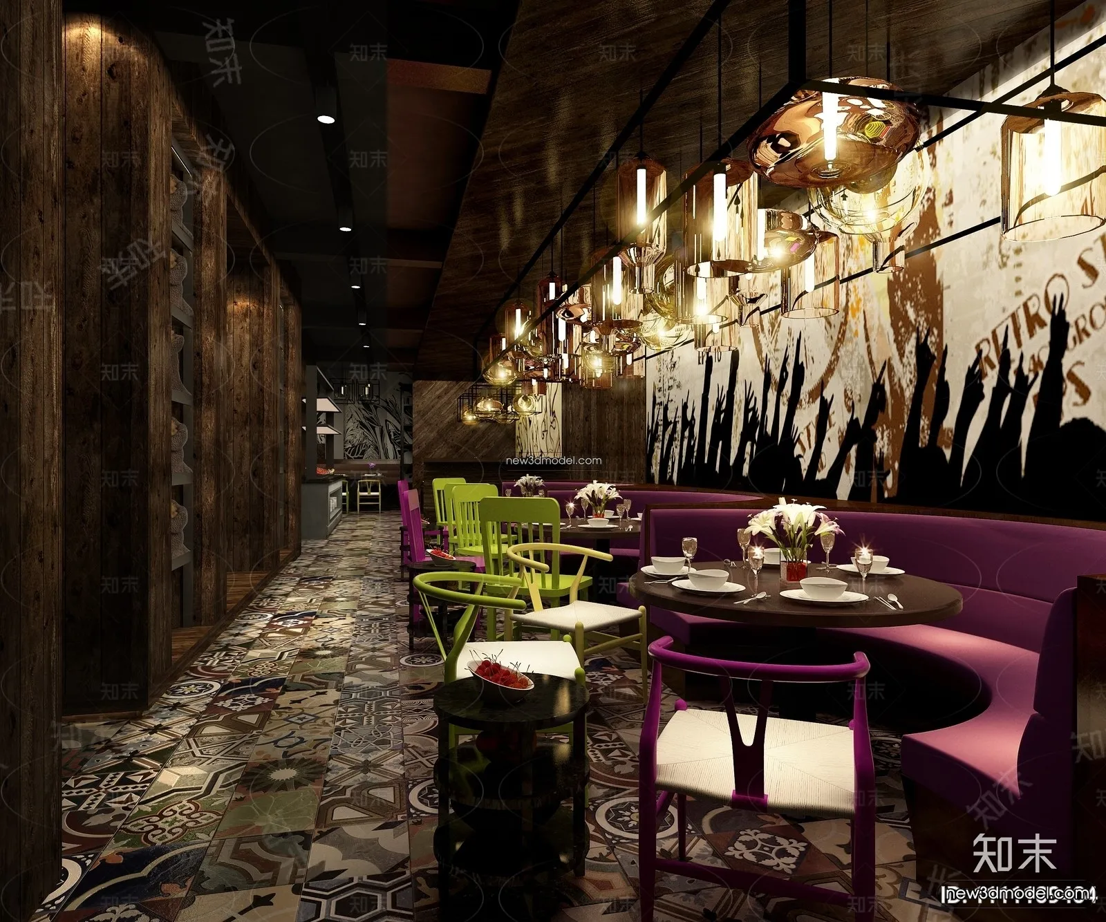 Buffet Restaurant of Hotels 3D Scenes – 3D Blocks – 013 – VRAY