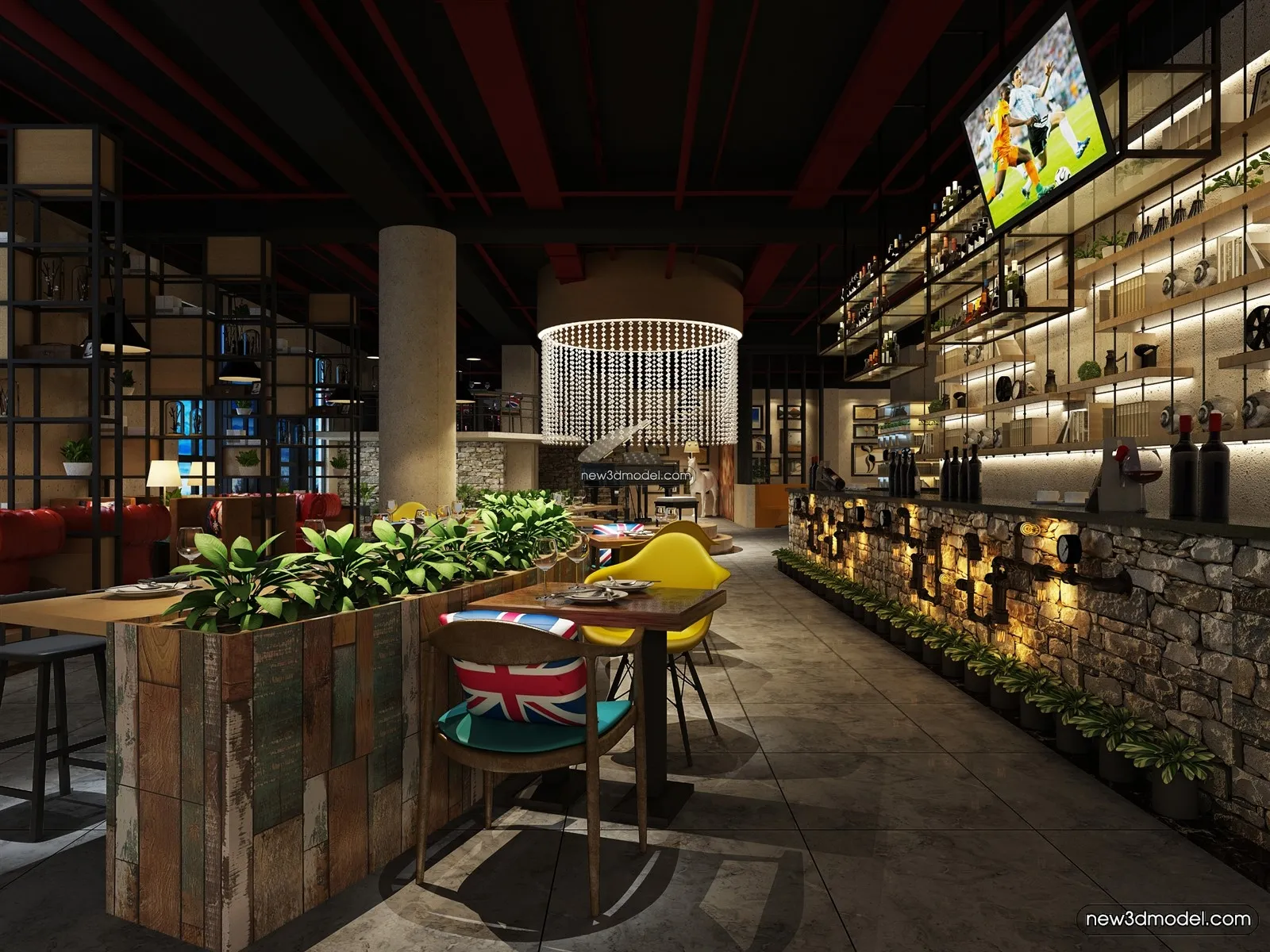 Buffet Restaurant of Hotels 3D Scenes – 3D Blocks – 021 – VRAY