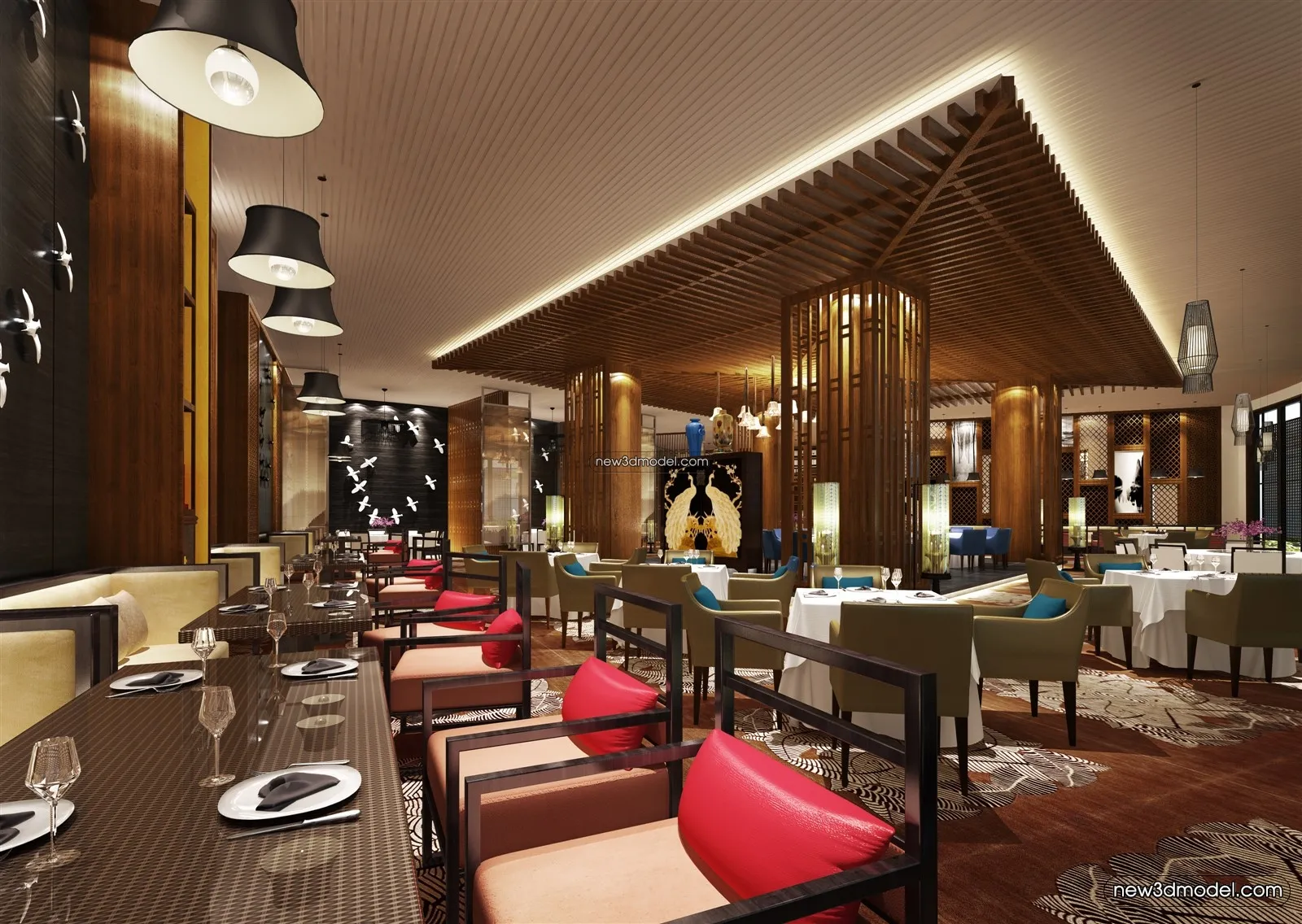 Buffet Restaurant of Hotels 3D Scenes – 3D Blocks – 026 – VRAY