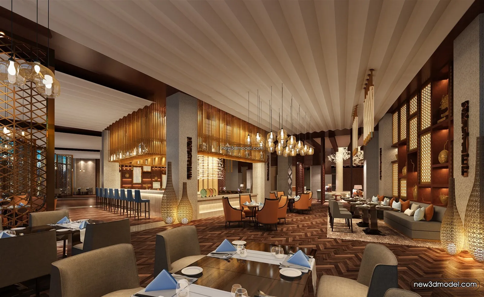 Buffet Restaurant of Hotels 3D Scenes – 3D Blocks – 029 – VRAY