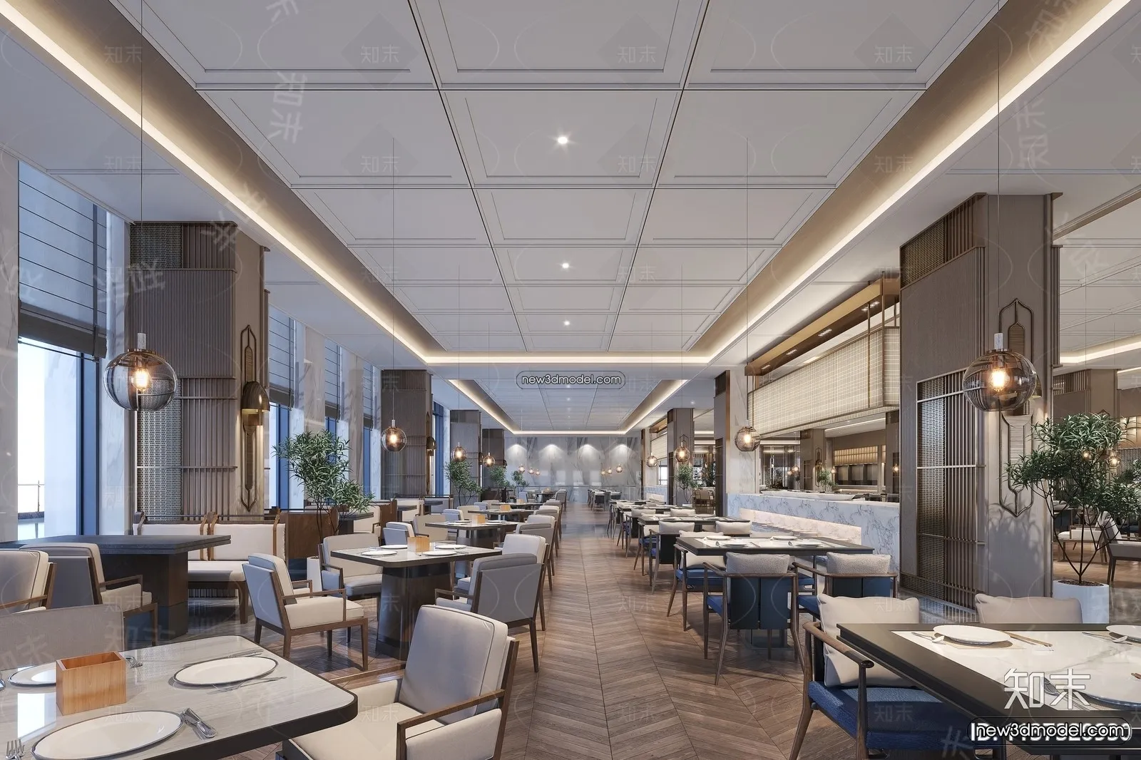 Buffet Restaurant of Hotels 3D Scenes – 3D Blocks – 035 – VRAY