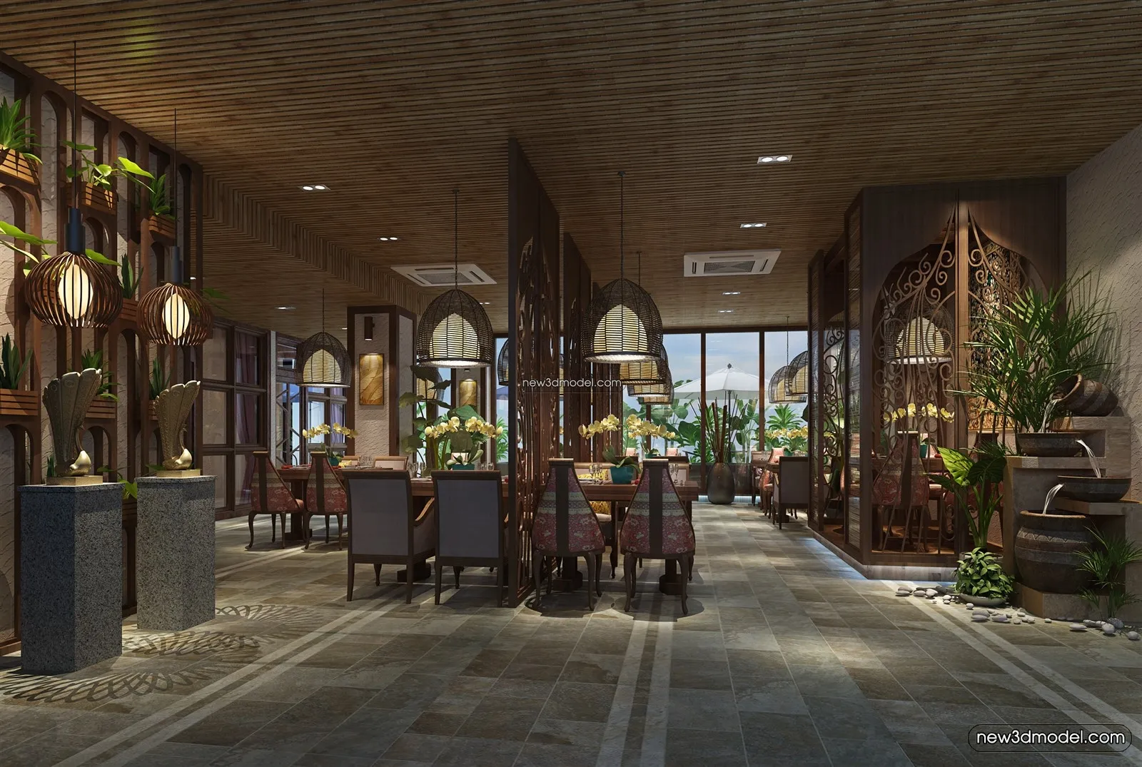 Buffet Restaurant of Hotels 3D Scenes – 3D Blocks – 036 – VRAY