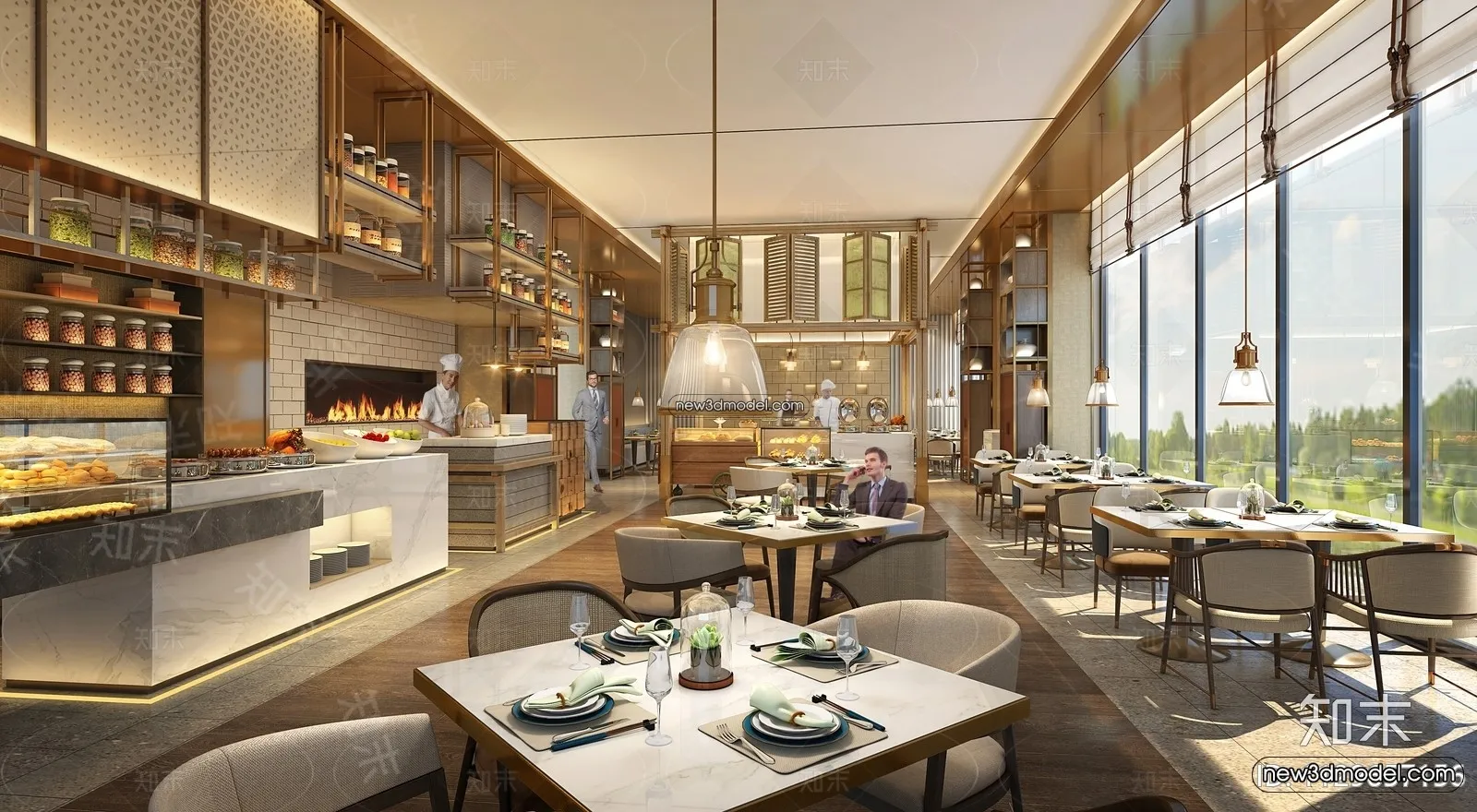 Buffet Restaurant of Hotels 3D Scenes – 3D Blocks – 040 – VRAY