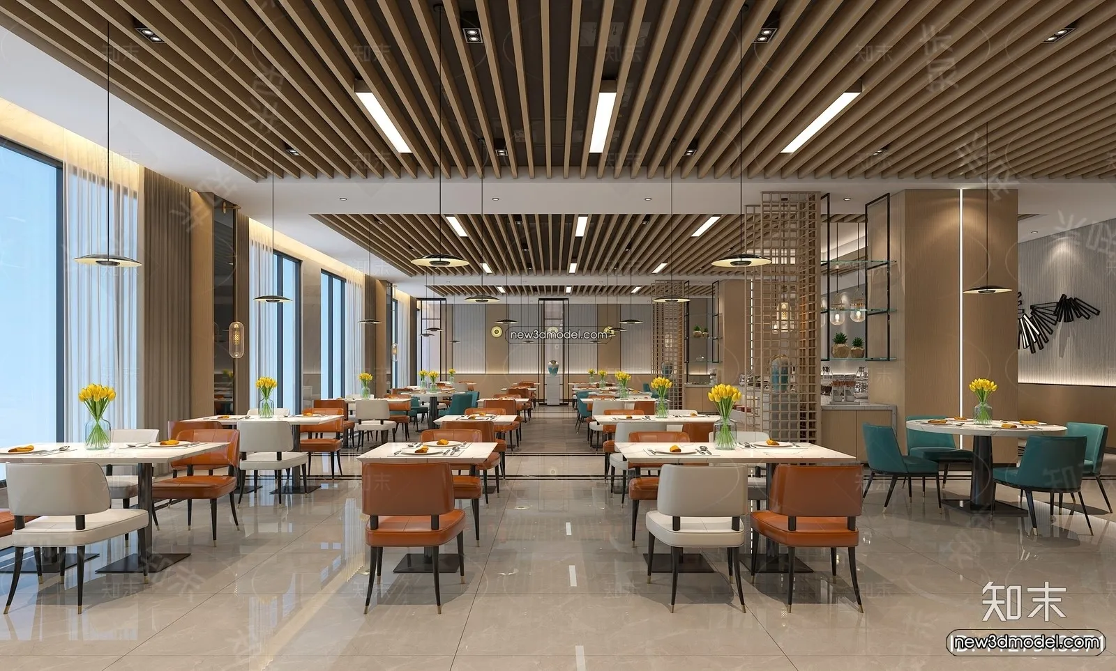 Buffet Restaurant of Hotels 3D Scenes – 3D Blocks – 041 – VRAY