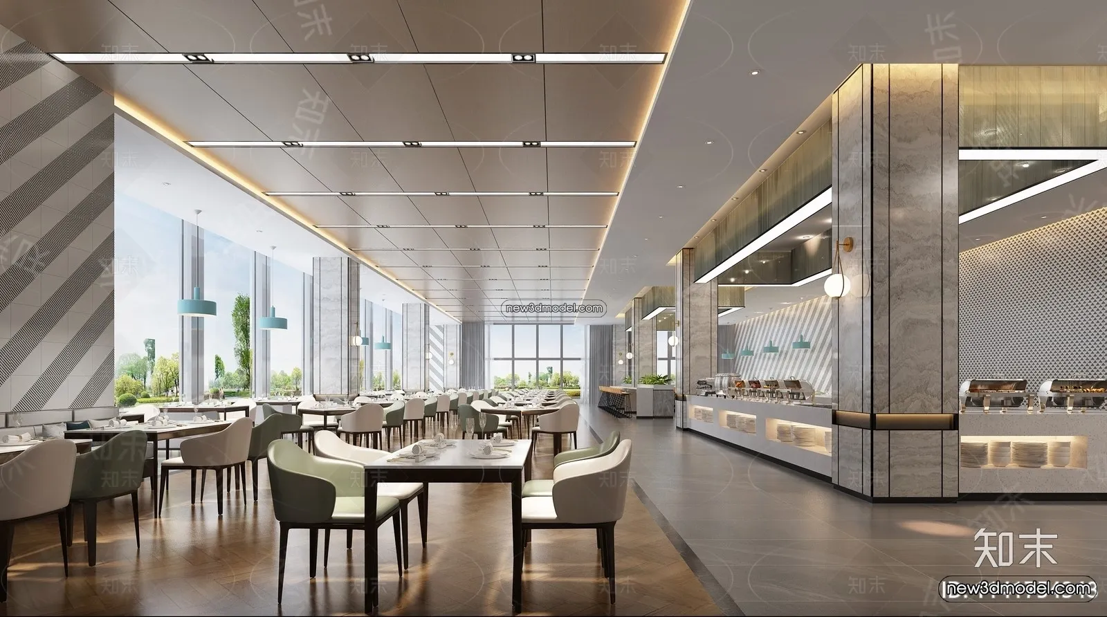 Buffet Restaurant of Hotels 3D Scenes – 3D Blocks – 042 – VRAY