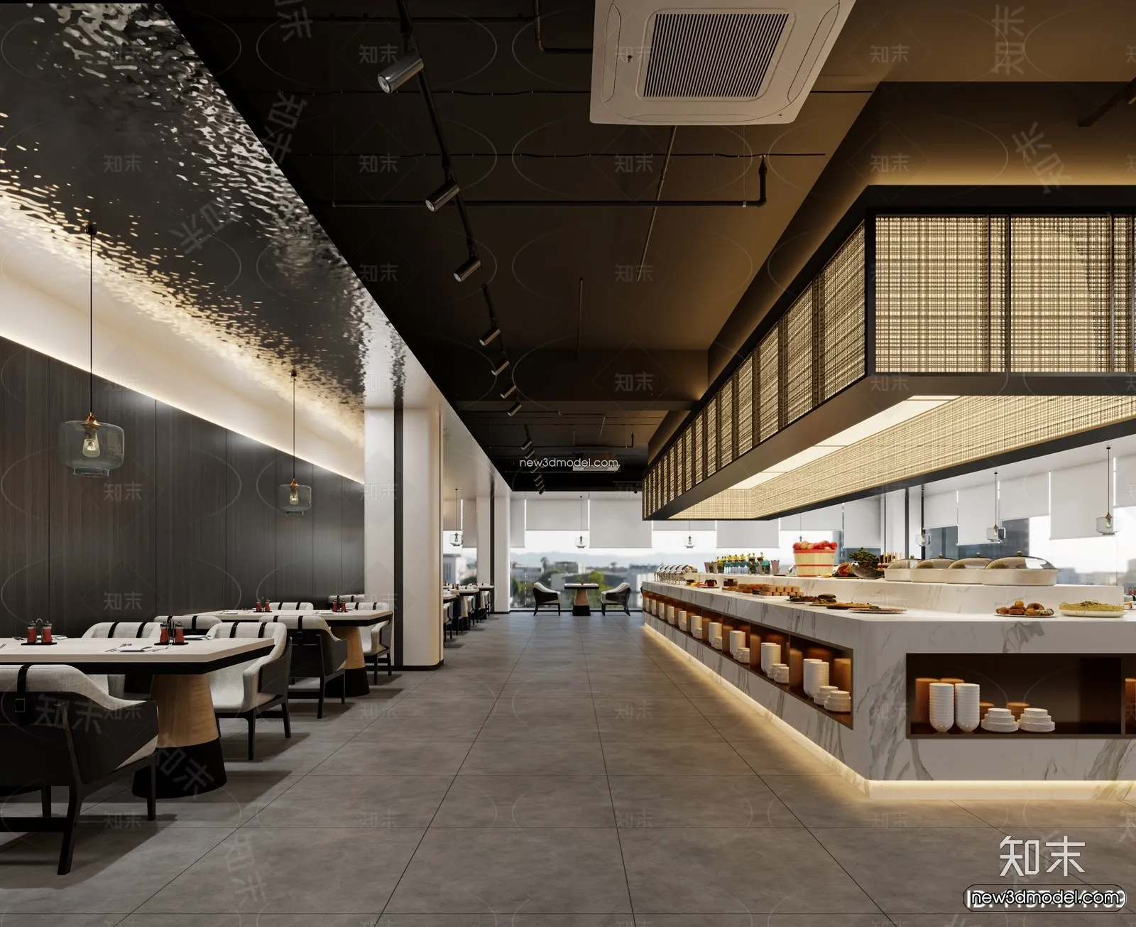 Buffet Restaurant of Hotels 3D Scenes – 3D Blocks – 043 – VRAY