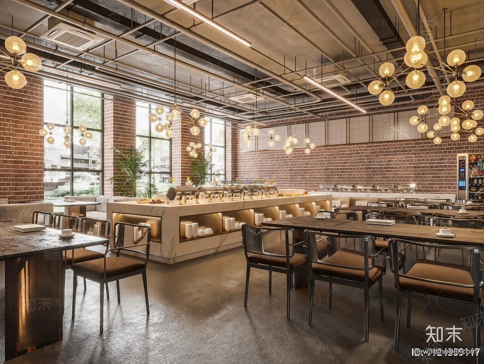 Buffet Restaurant of Hotels 3D Scenes – 3D Blocks – 045 – VRAY