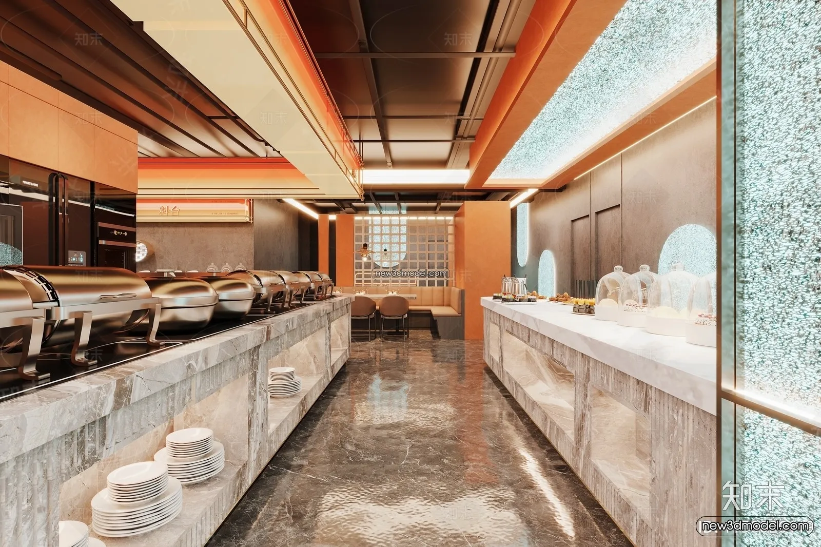 Buffet Restaurant of Hotels 3D Scenes – 3D Blocks – 050 – VRAY