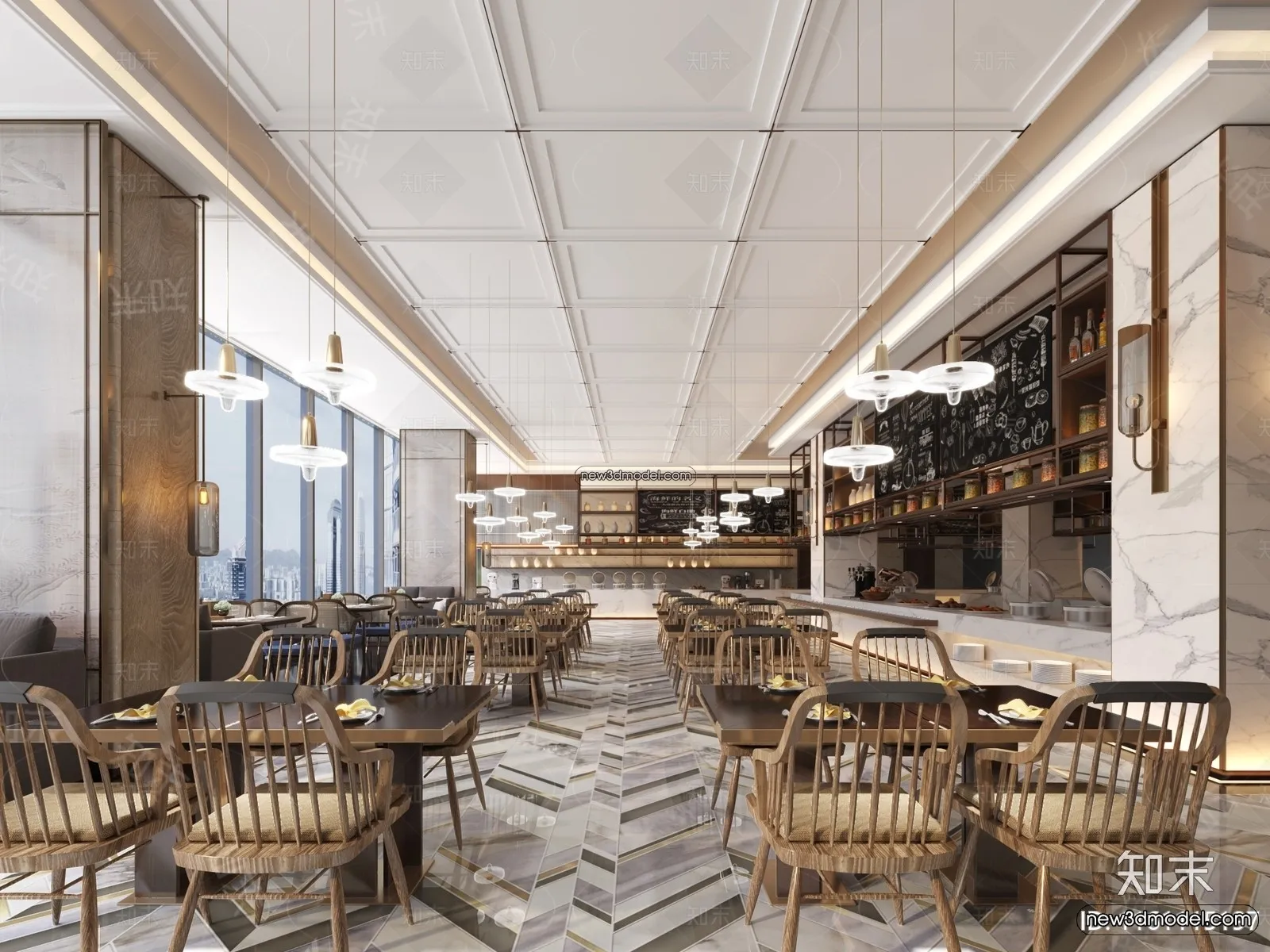 Buffet Restaurant of Hotels 3D Scenes – 3D Blocks – 055 – VRAY