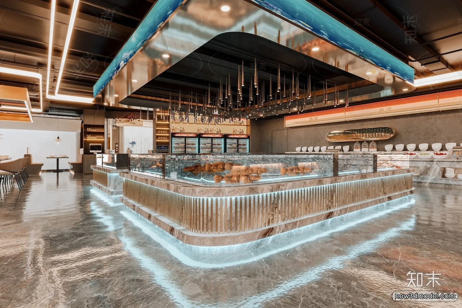 Buffet Restaurant of Hotels 3D Scenes – 3D Blocks – 059 – VRAY