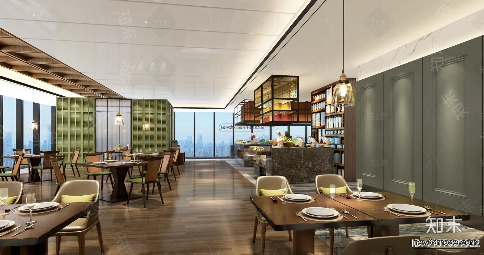 Buffet Restaurant of Hotels 3D Scenes – 3D Blocks – 060 – VRAY