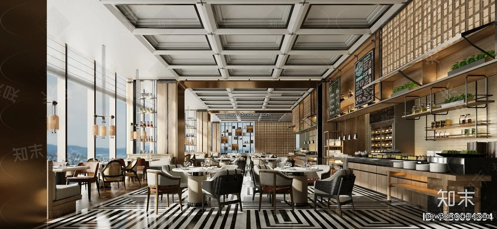 Buffet Restaurant of Hotels 3D Scenes – 3D Blocks – 061 – VRAY