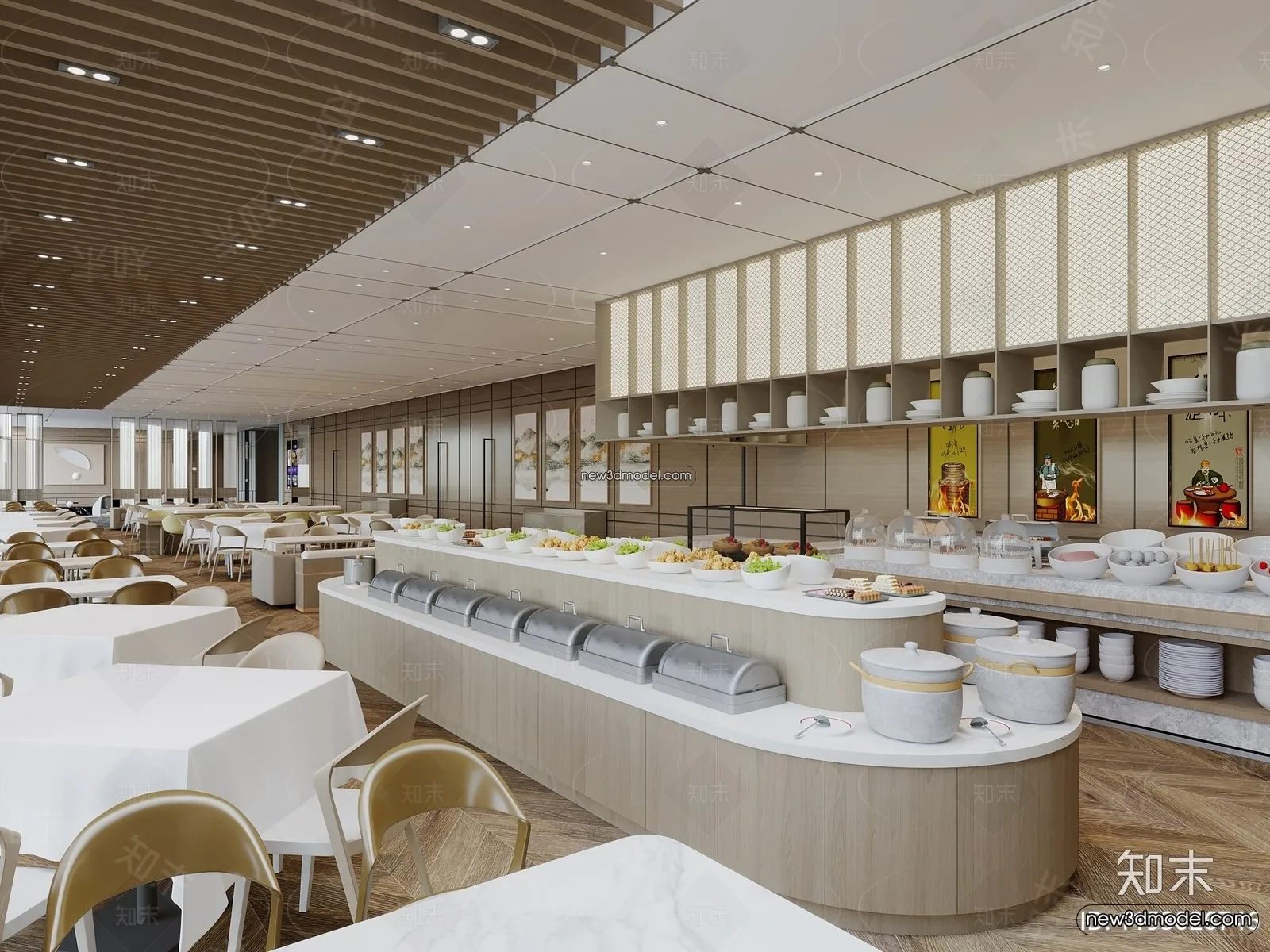 Buffet Restaurant of Hotels 3D Scenes – 3D Blocks – 062 – VRAY