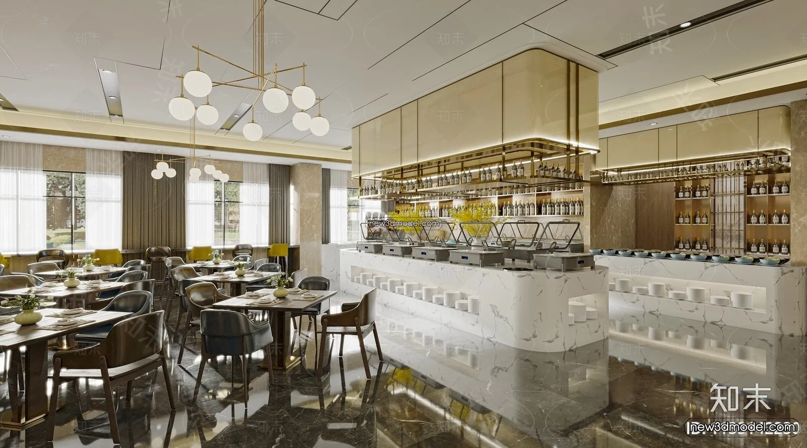 Buffet Restaurant of Hotels 3D Scenes – 3D Blocks – 066 – CORONA