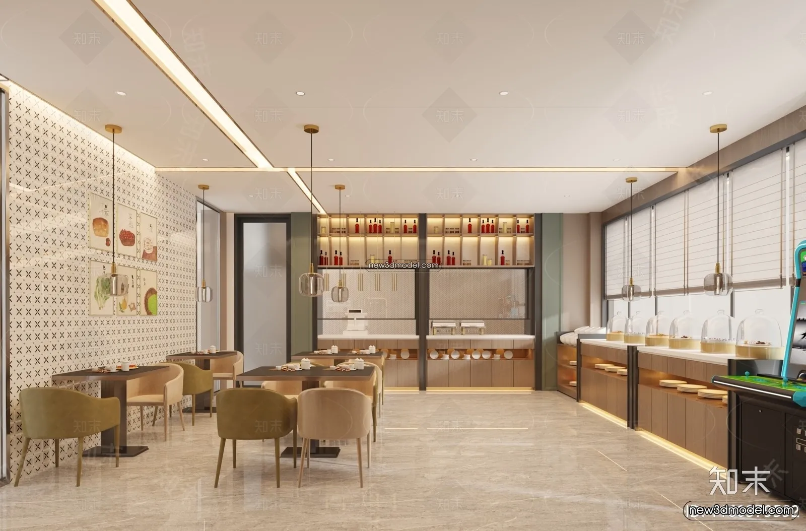 Buffet Restaurant of Hotels 3D Scenes – 3D Blocks – 068 – VRAY