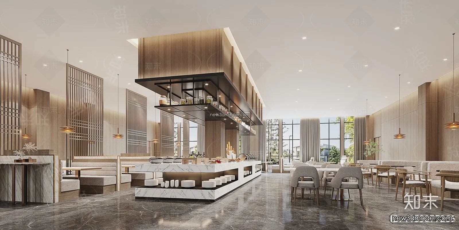 Buffet Restaurant of Hotels 3D Scenes – 3D Blocks – 069 – CORONA