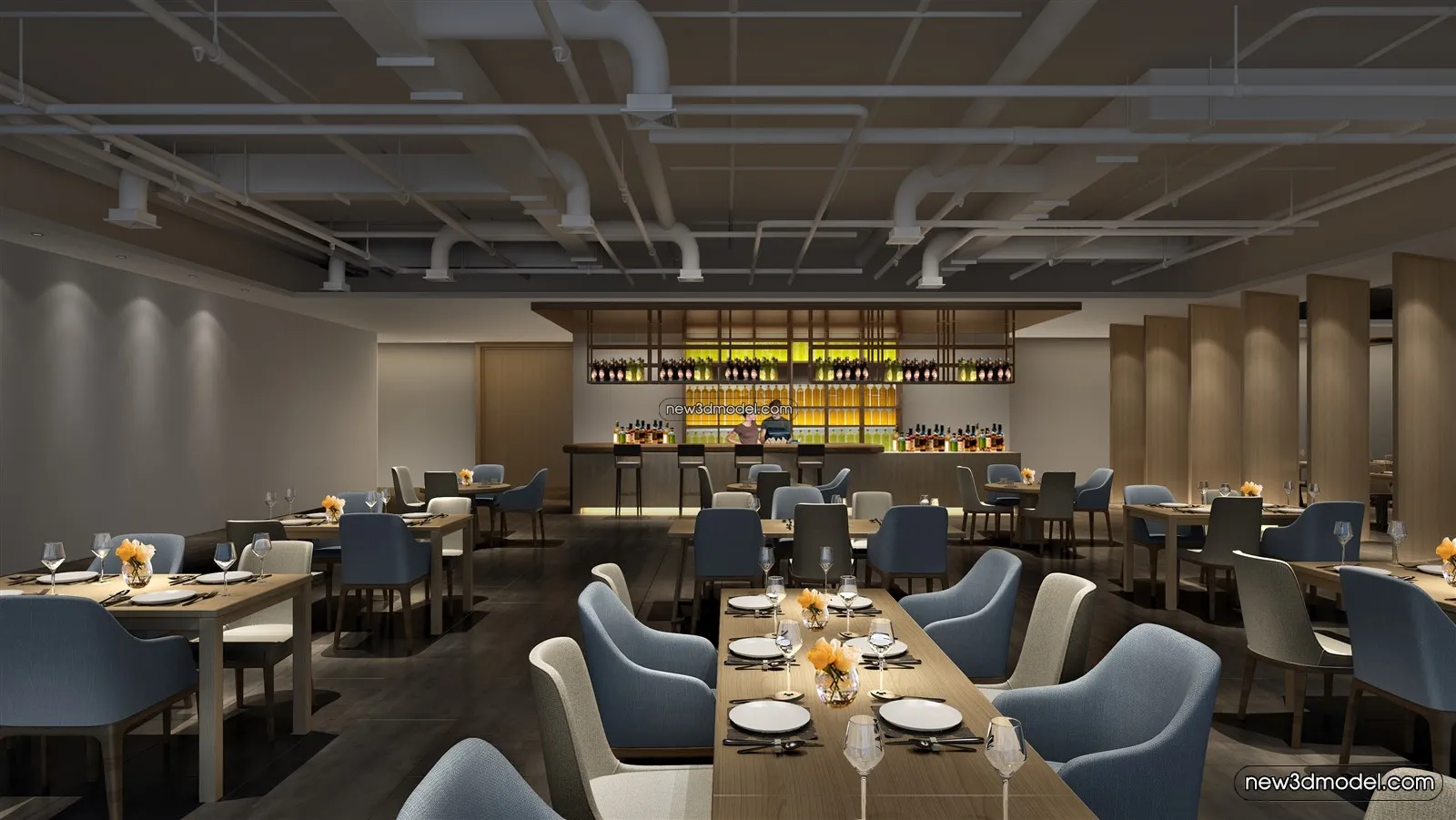 Buffet Restaurant of Hotels 3D Scenes – 3D Blocks – 076 – VRAY