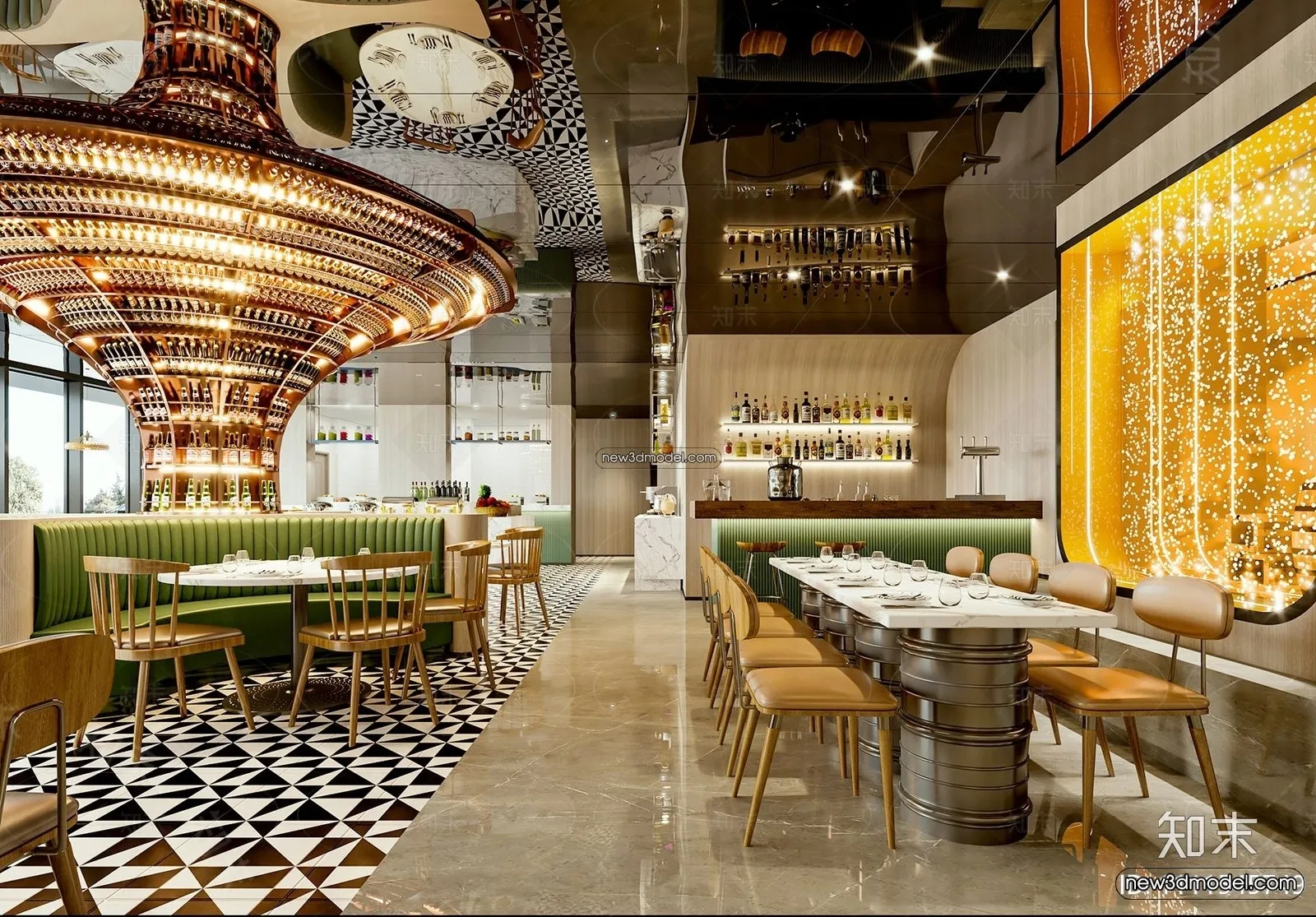 Buffet Restaurant of Hotels 3D Scenes – 3D Blocks – 078 – VRAY