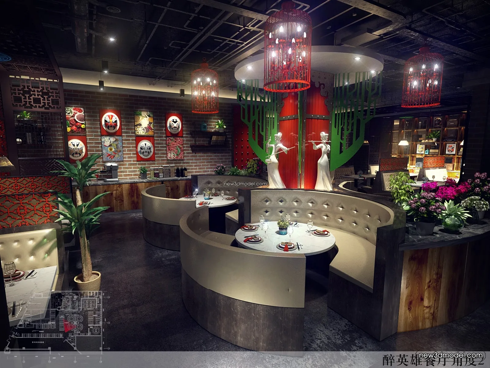 Buffet Restaurant of Hotels 3D Scenes – 3D Blocks – 080 – VRAY