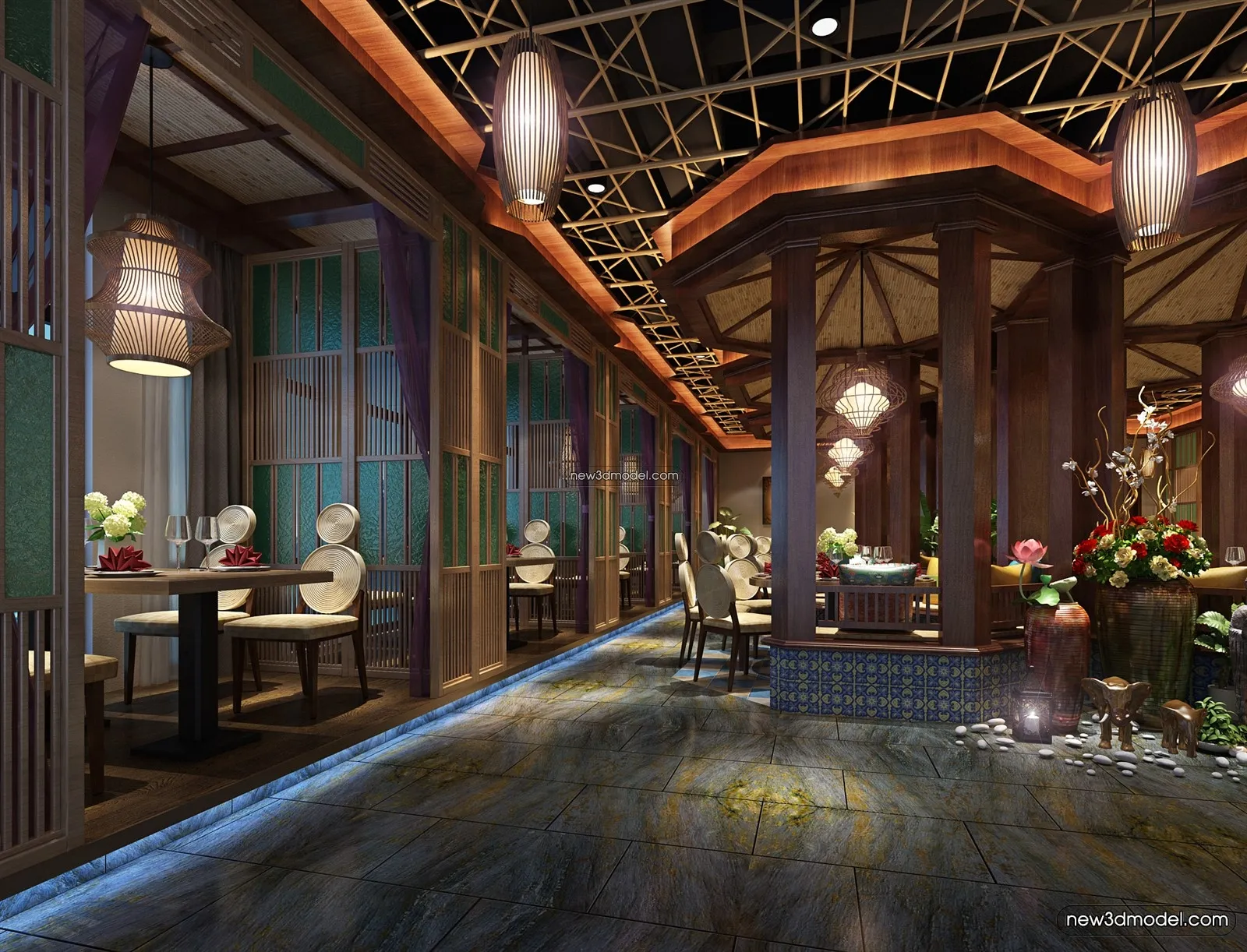 Buffet Restaurant of Hotels 3D Scenes – 3D Blocks – 082 – VRAY