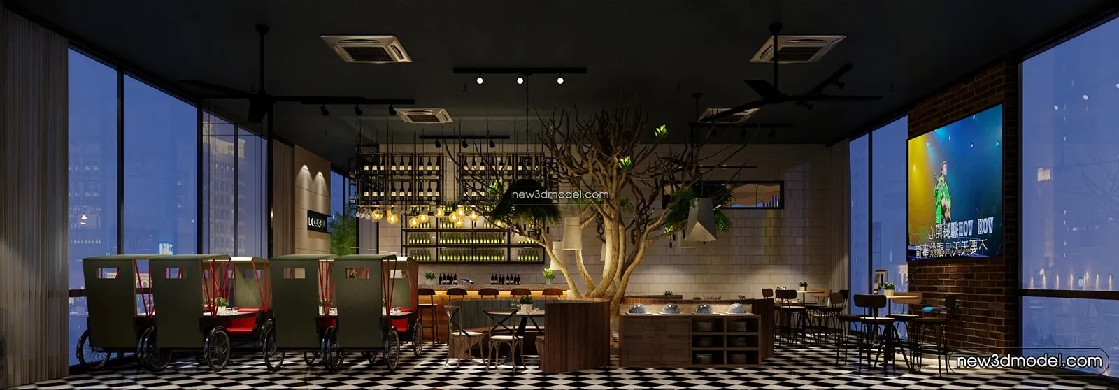 Buffet Restaurant of Hotels 3D Scenes – 3D Blocks – 090 – VRAY