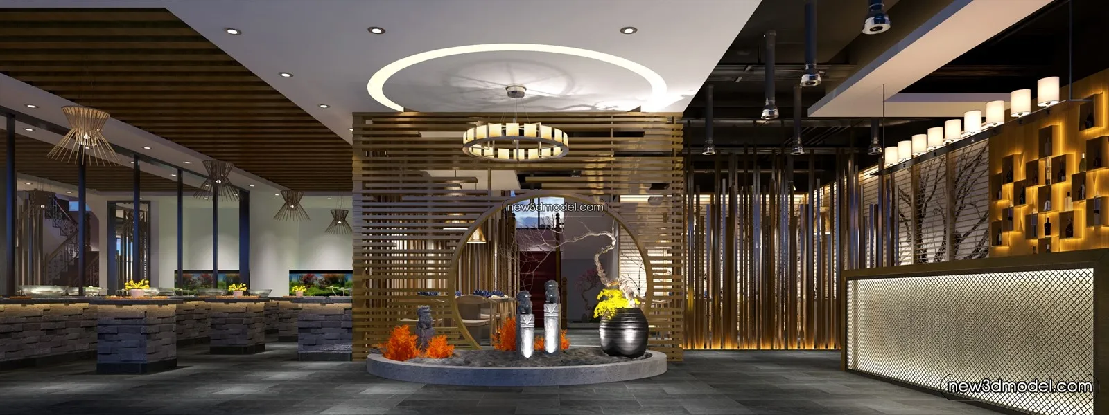 Buffet Restaurant of Hotels 3D Scenes – 3D Blocks – 092 – VRAY