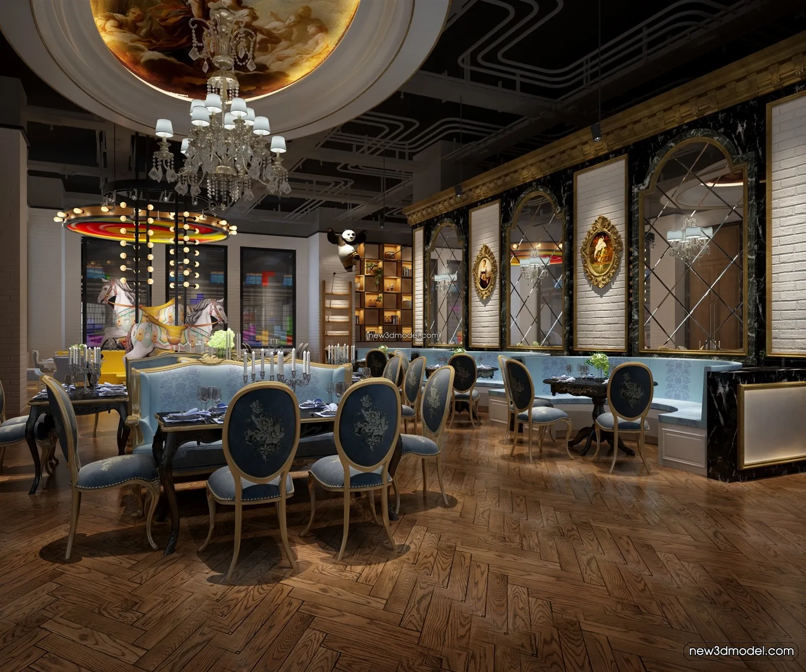 Buffet Restaurant of Hotels 3D Scenes – 3D Blocks – 096 – VRAY