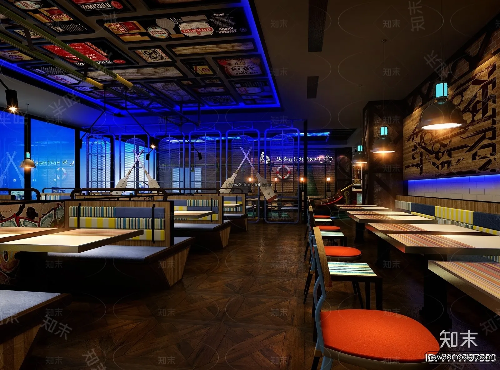 Buffet Restaurant of Hotels 3D Scenes – 3D Blocks – 100 – VRAY