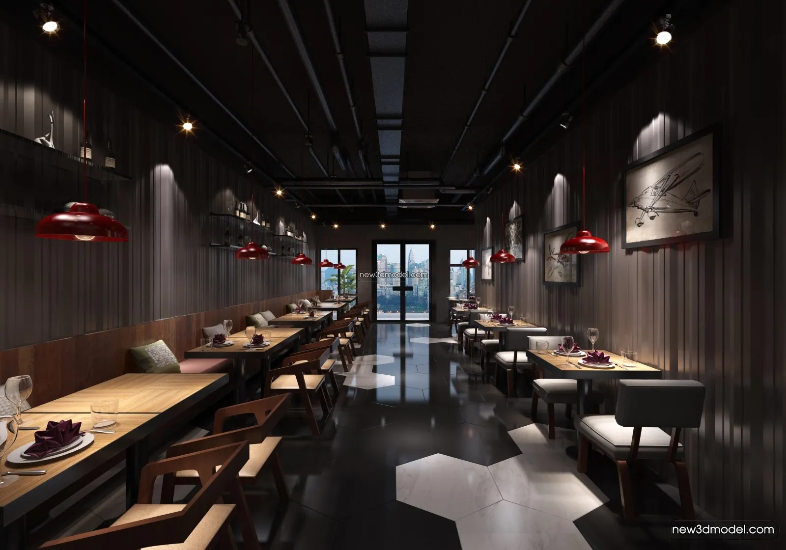 Buffet Restaurant of Hotels 3D Scenes – 3D Blocks – 104 – VRAY