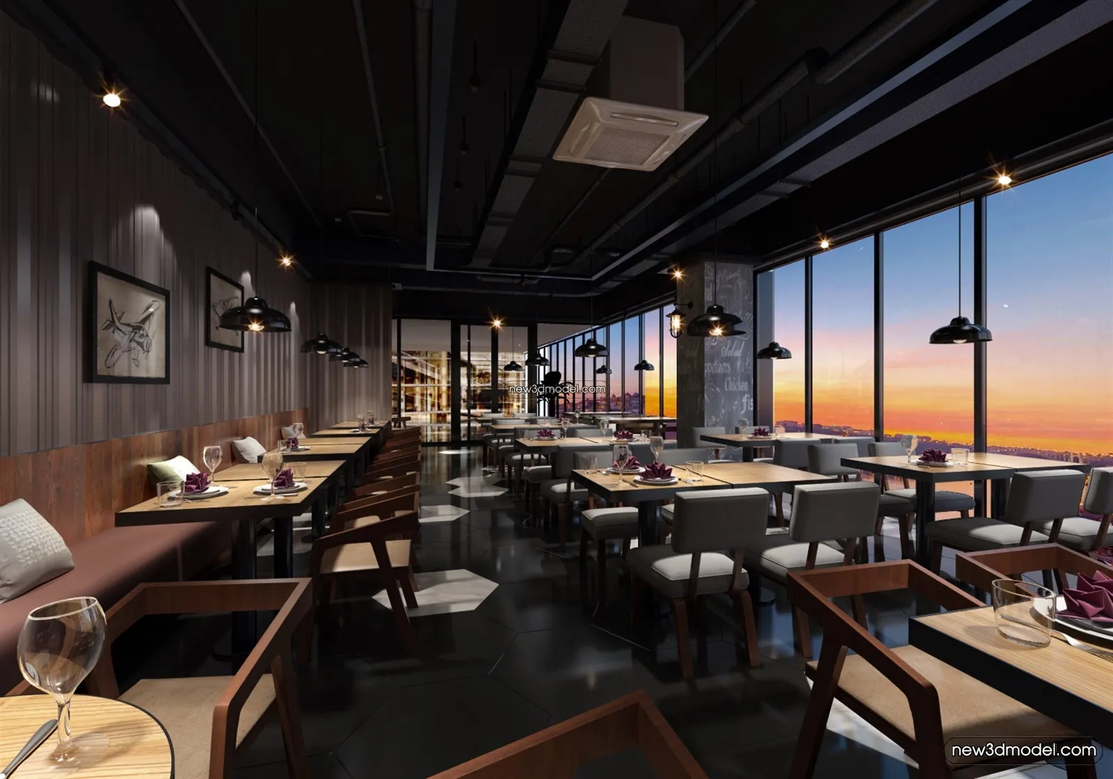 Buffet Restaurant of Hotels 3D Scenes – 3D Blocks – 107 – VRAY