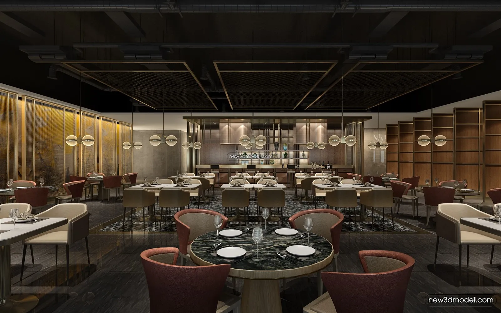 Buffet Restaurant of Hotels 3D Scenes – 3D Blocks – 125 – VRAY