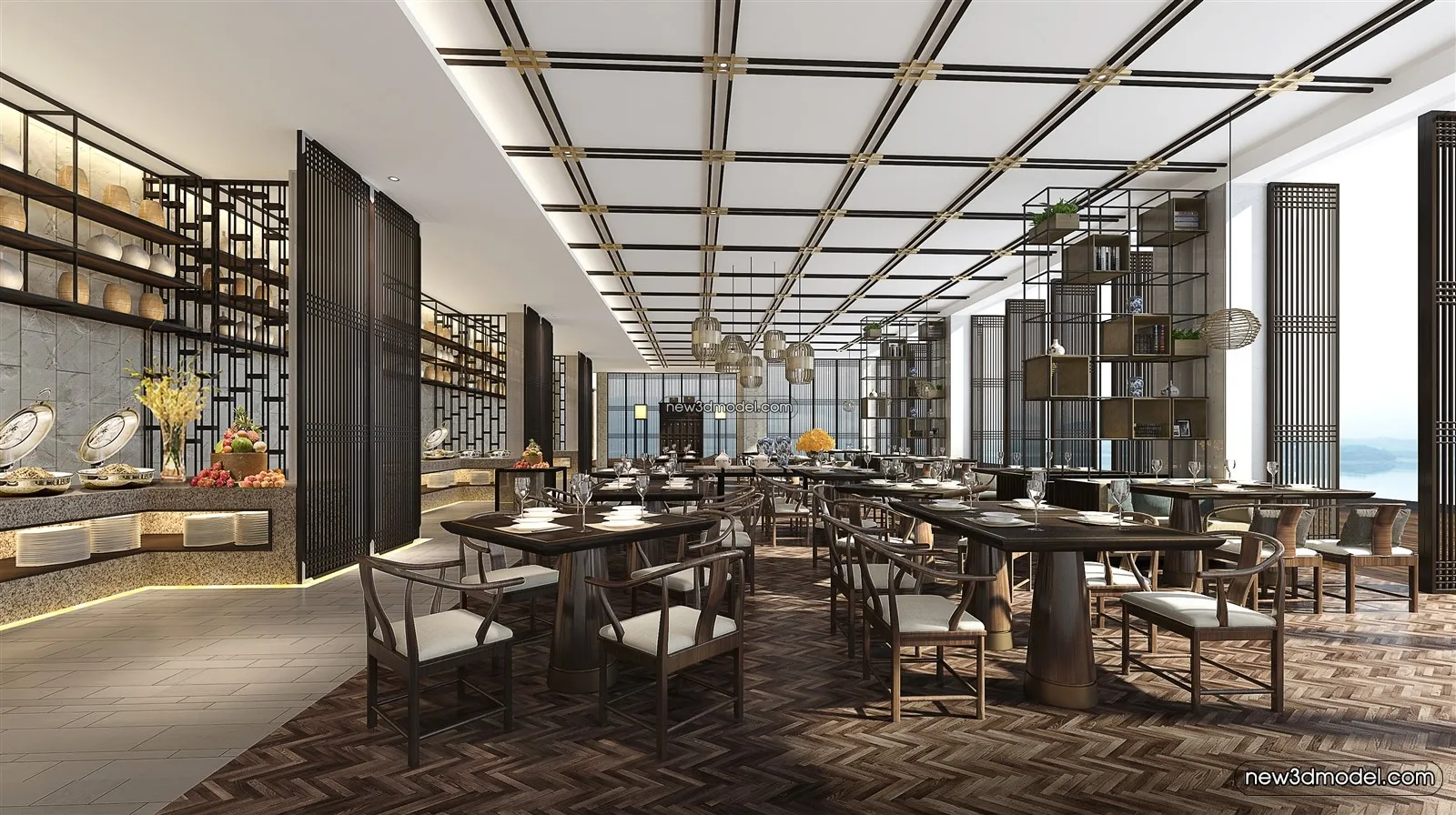 Buffet Restaurant of Hotels 3D Scenes – 3D Blocks – 129 – VRAY