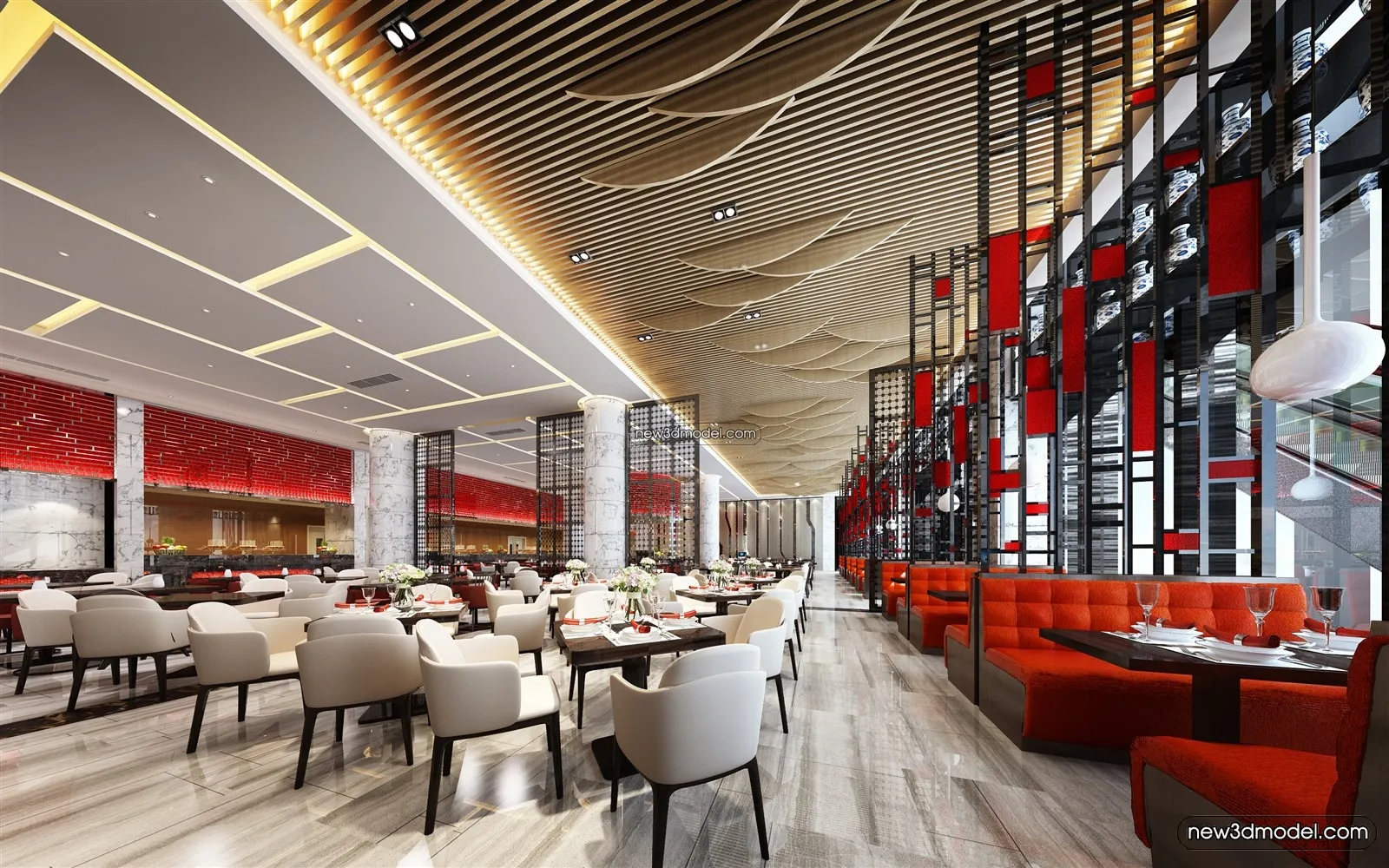 Buffet Restaurant of Hotels 3D Scenes – 3D Blocks – 131 – VRAY