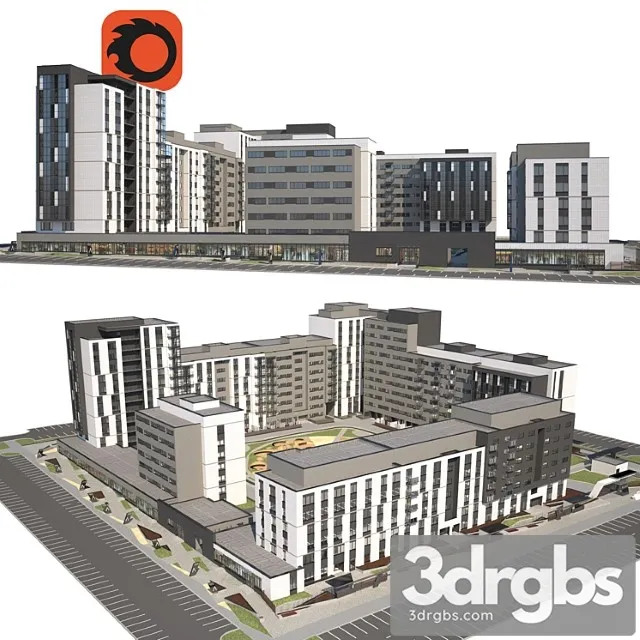 Building Quarterly Building Multi Apartment House 3 3D Model Download Building Quarterly Building Multi Apartment House 3 3D Model Download