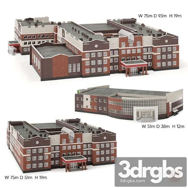 Building School With A Swimming Pool 3D Model Download Building School With A Swimming Pool 3D Model Download