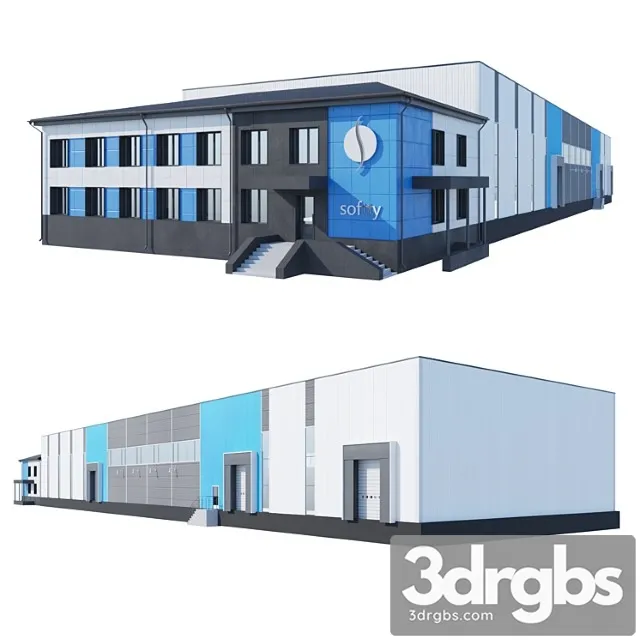 Building Warehouse With Attached Office 2 3D Model Download