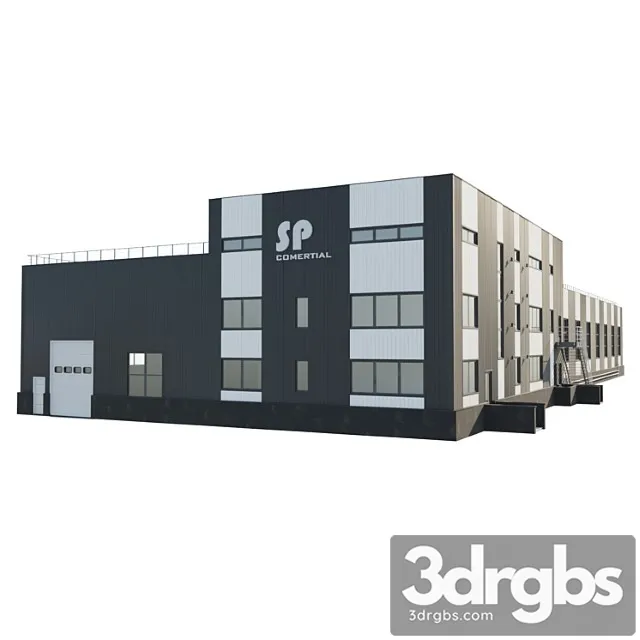Building Warehouse With Attached Office 3D Model Download