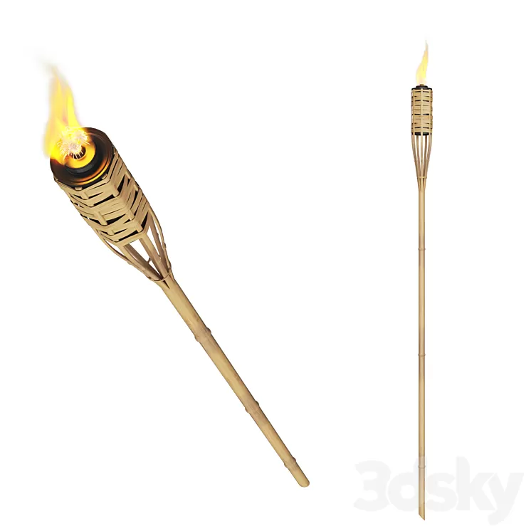 Bungalow torch bamboo 3D Model